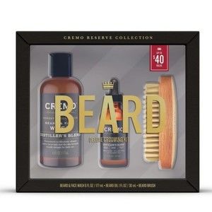Cremo Reserve Collection Distillers Blend Beard Face Wash Oil Brush Beard Kit